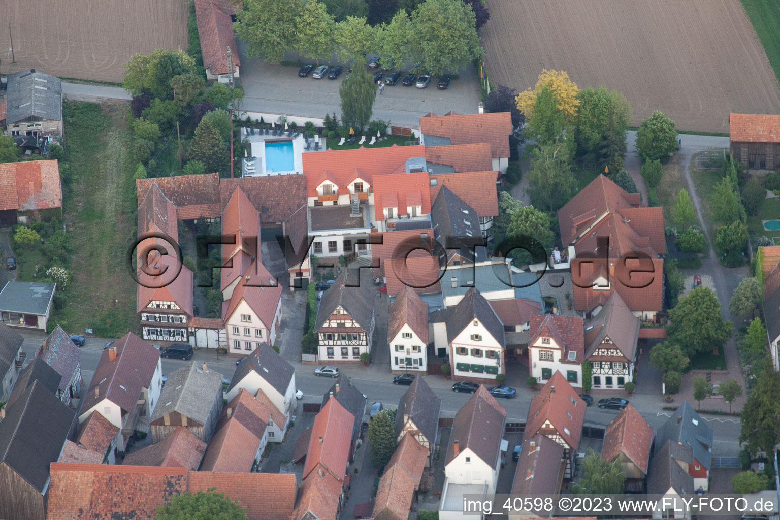 Aerial view of District Hayna in Herxheim bei Landau/Pfalz in the state Rhineland-Palatinate, Germany