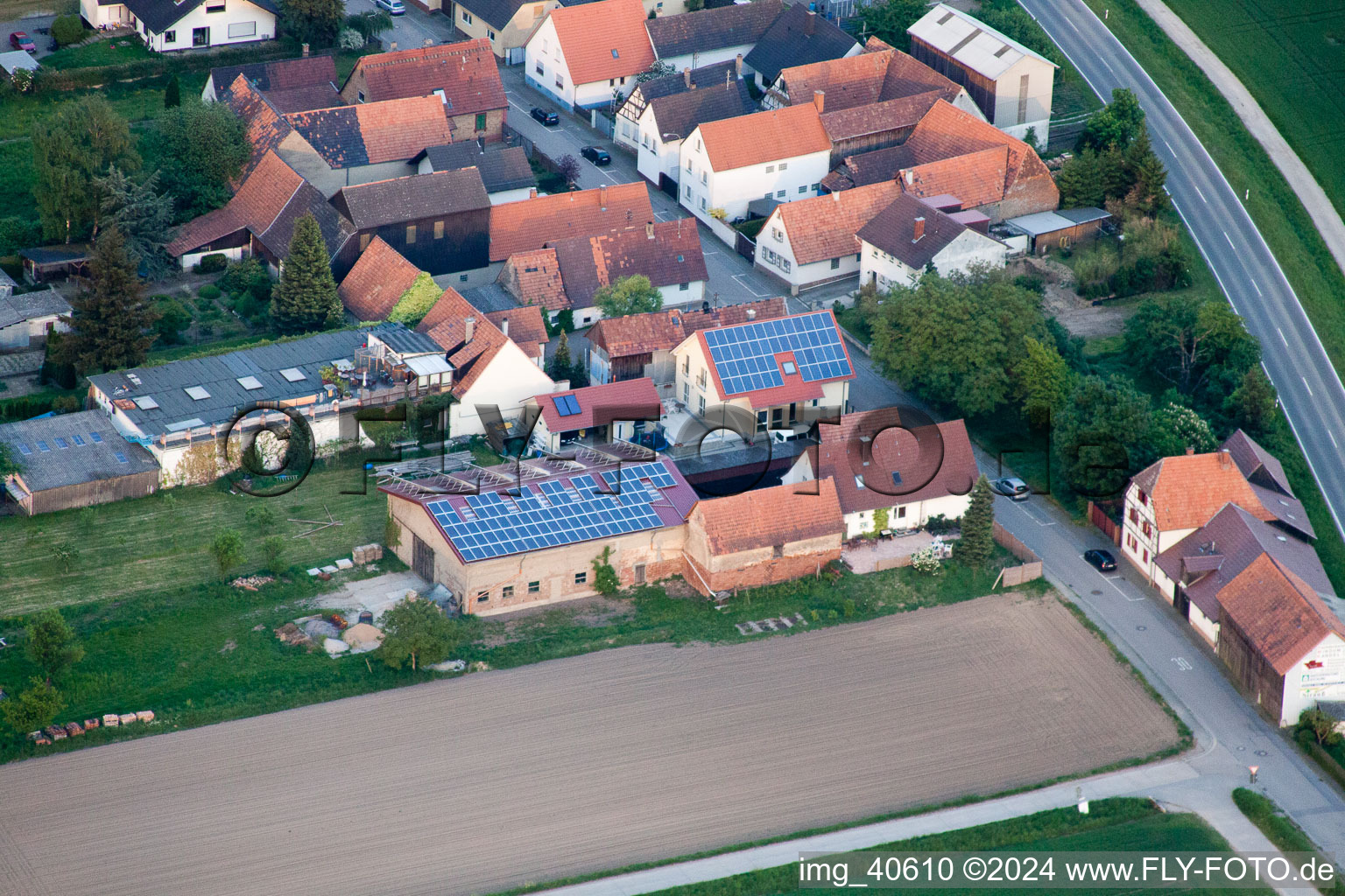 Aerial photograpy of Brehmstr in the district Minderslachen in Kandel in the state Rhineland-Palatinate, Germany