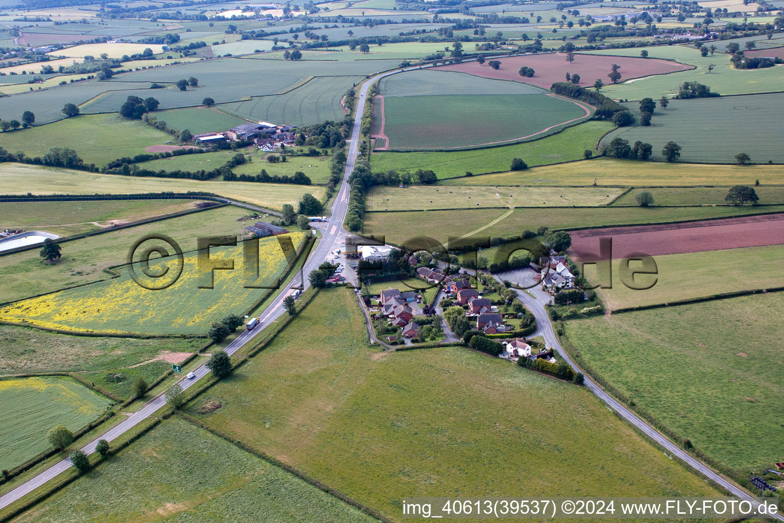 Gas station and turning point due to approaching thunderstorms in Thruxton in the state England, Great Britain