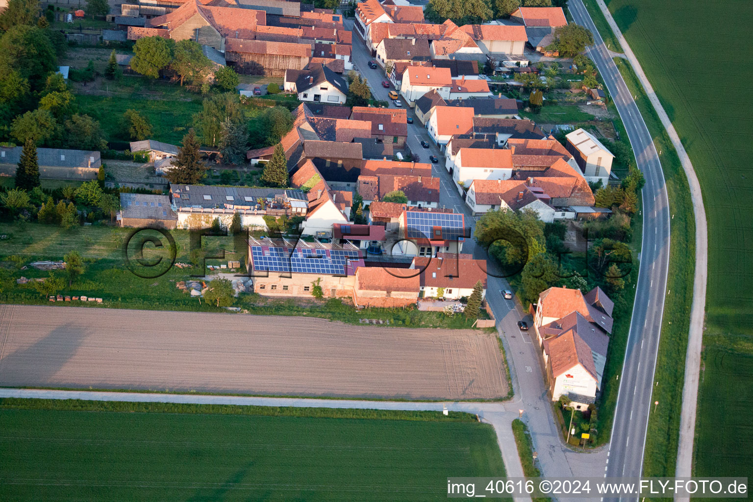 Brehmstr in the district Minderslachen in Kandel in the state Rhineland-Palatinate, Germany seen from above