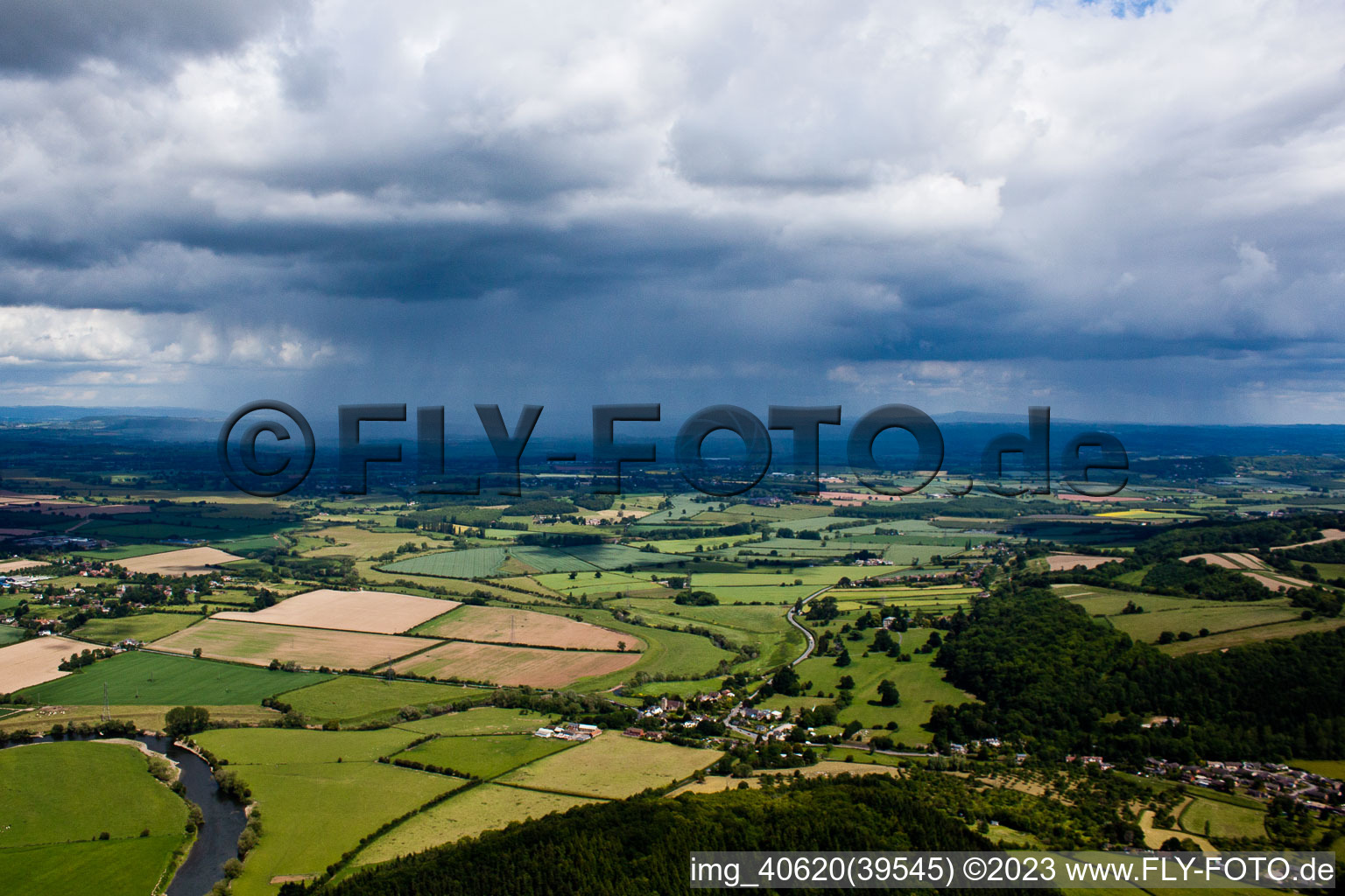 Rain showers in the NE in Mordiford in the state England, Great Britain