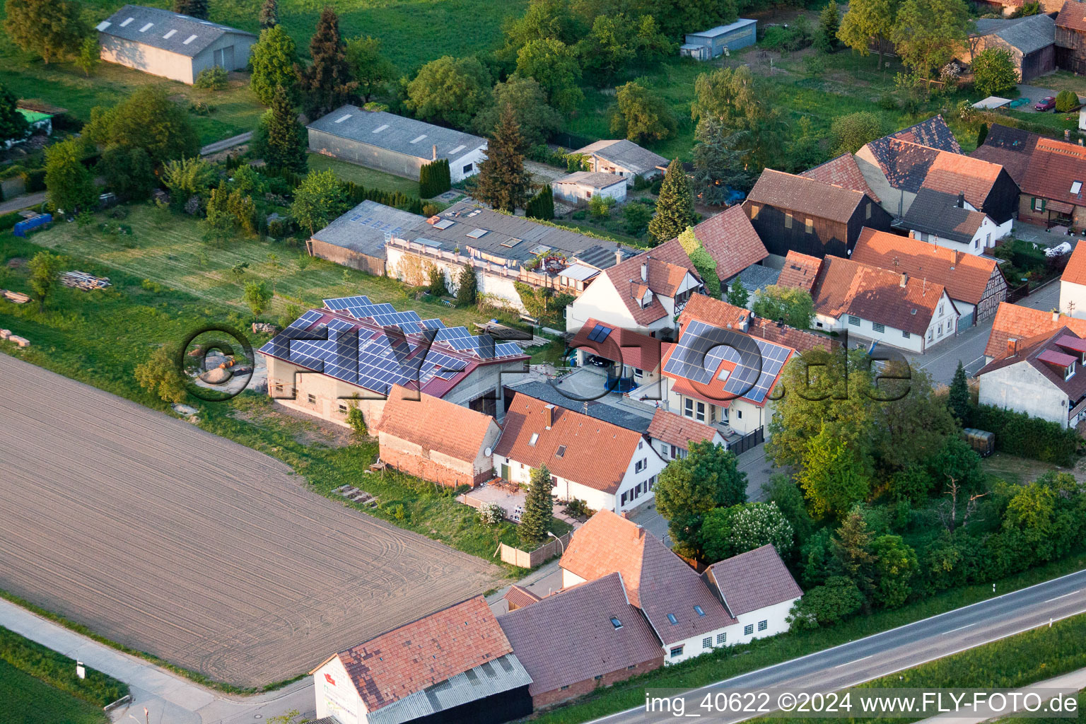 Brehmstr in the district Minderslachen in Kandel in the state Rhineland-Palatinate, Germany viewn from the air