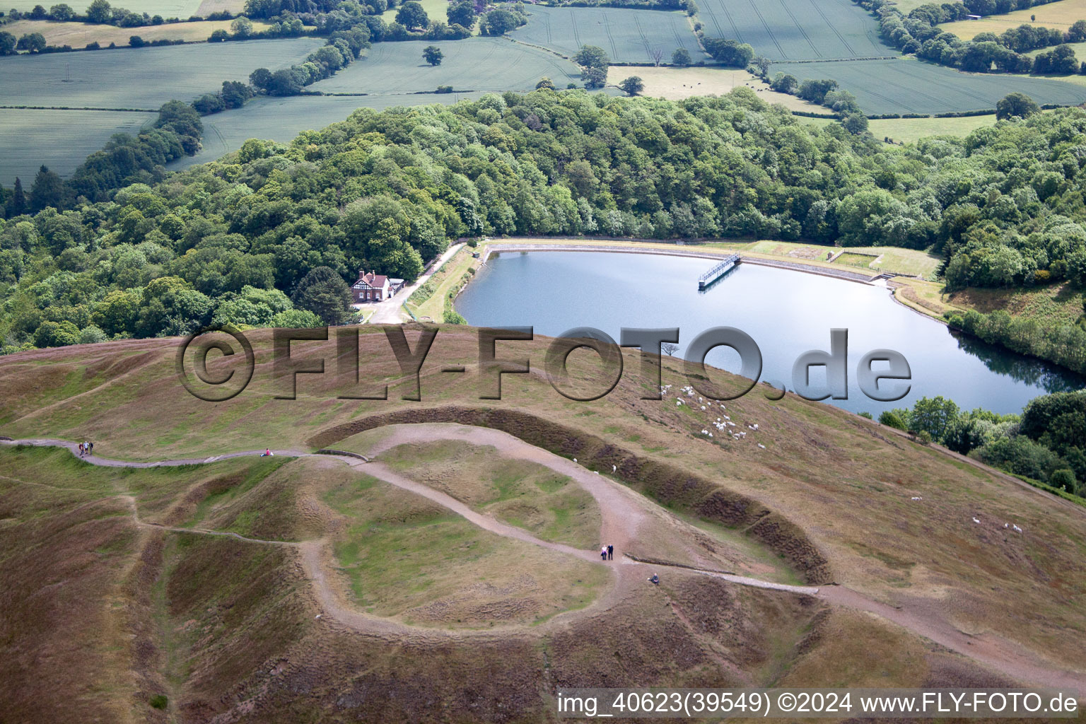 Aerial view of Malvern Wells, Prehistoric Excavations in Putley in the state England, Great Britain