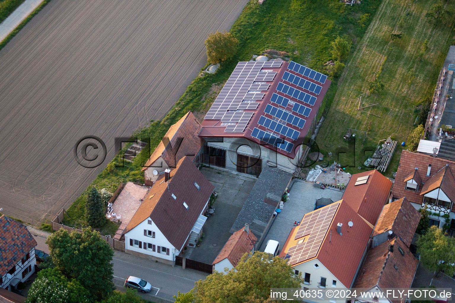 Brehmstr in the district Minderslachen in Kandel in the state Rhineland-Palatinate, Germany seen from a drone