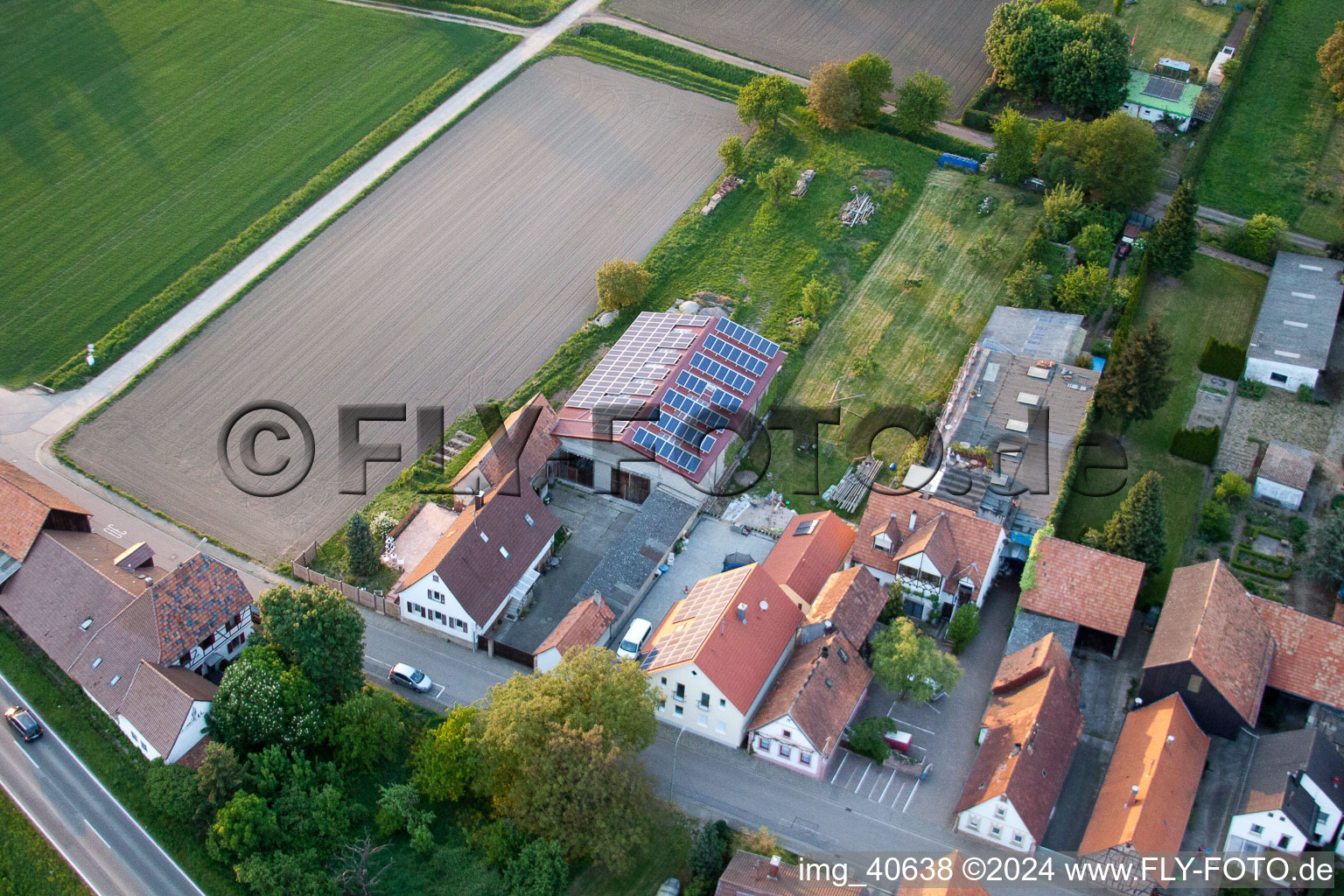 Aerial view of Brehmstr in the district Minderslachen in Kandel in the state Rhineland-Palatinate, Germany