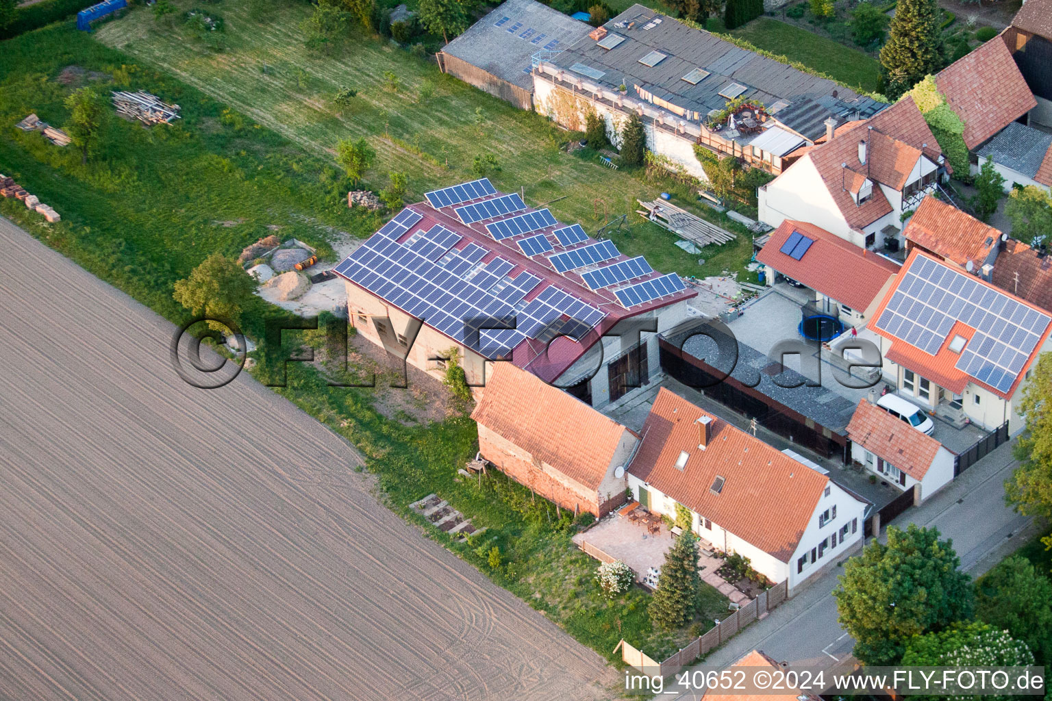 Oblique view of Brehmstr in the district Minderslachen in Kandel in the state Rhineland-Palatinate, Germany