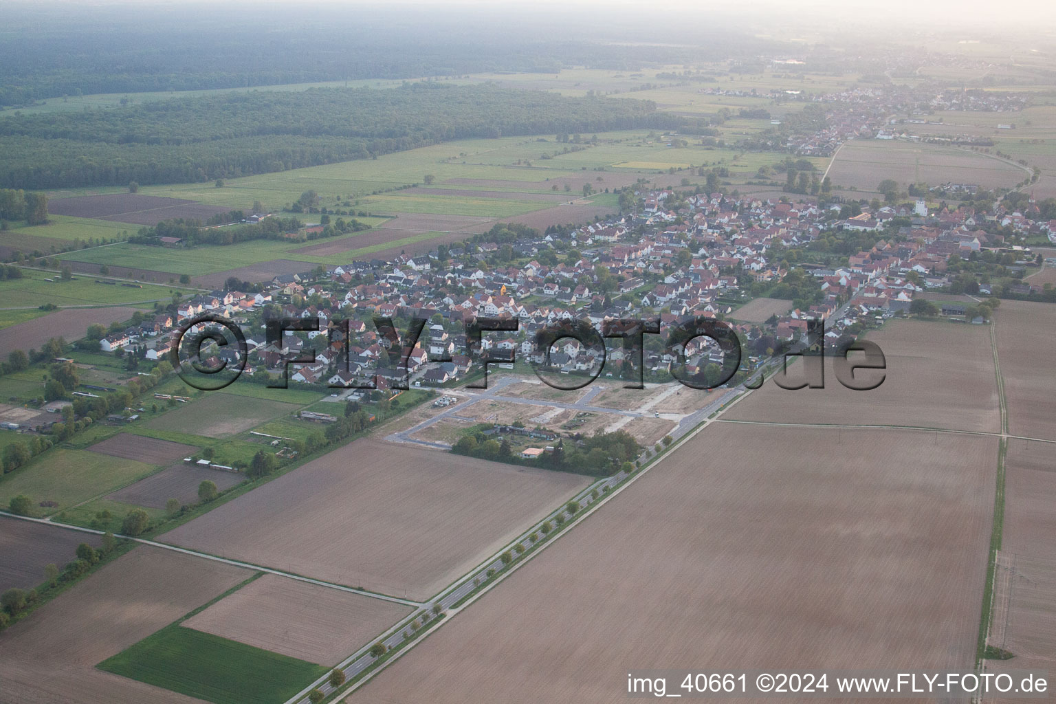 Drone recording of Minfeld in the state Rhineland-Palatinate, Germany