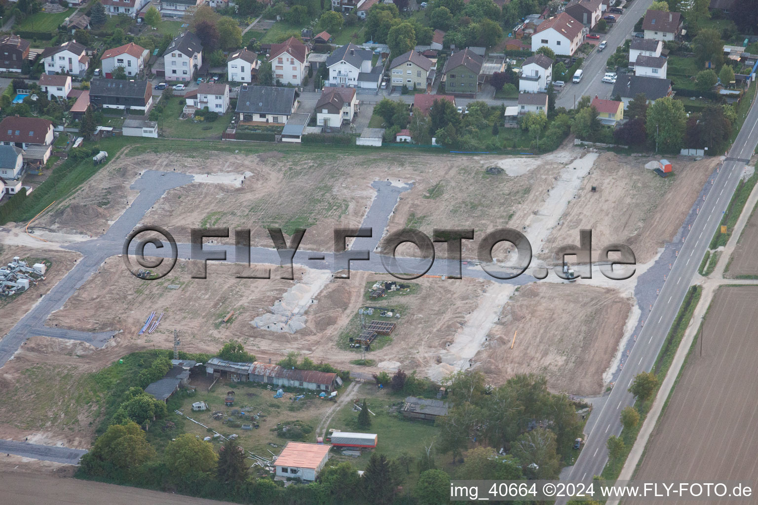 Drone image of Minfeld in the state Rhineland-Palatinate, Germany