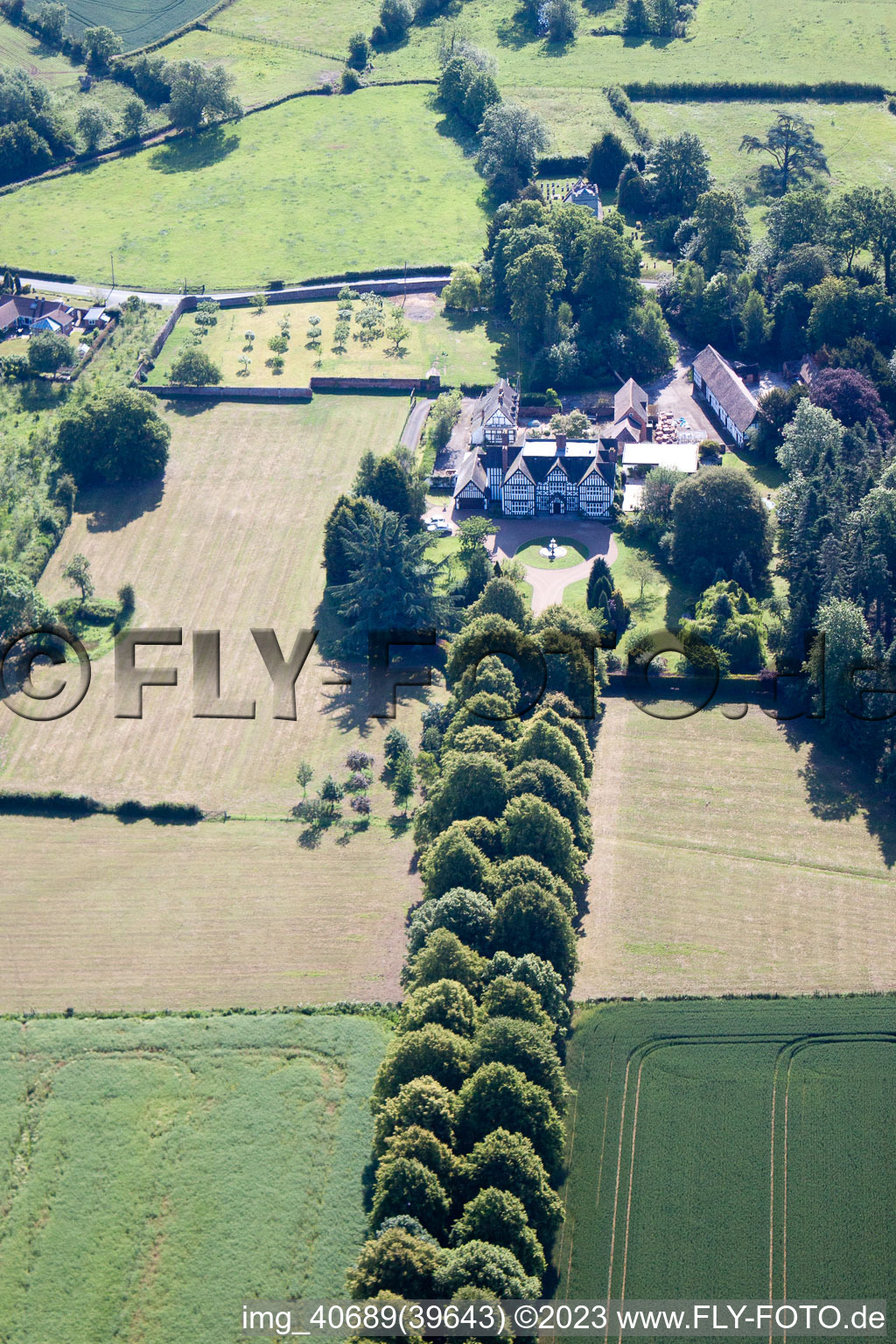 Aerial view of Earls Croome in the state England, Great Britain