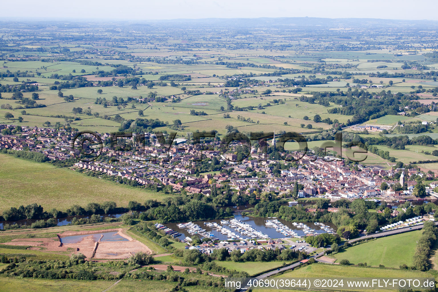 Aerial view of Earls Croome in the state England, Great Britain