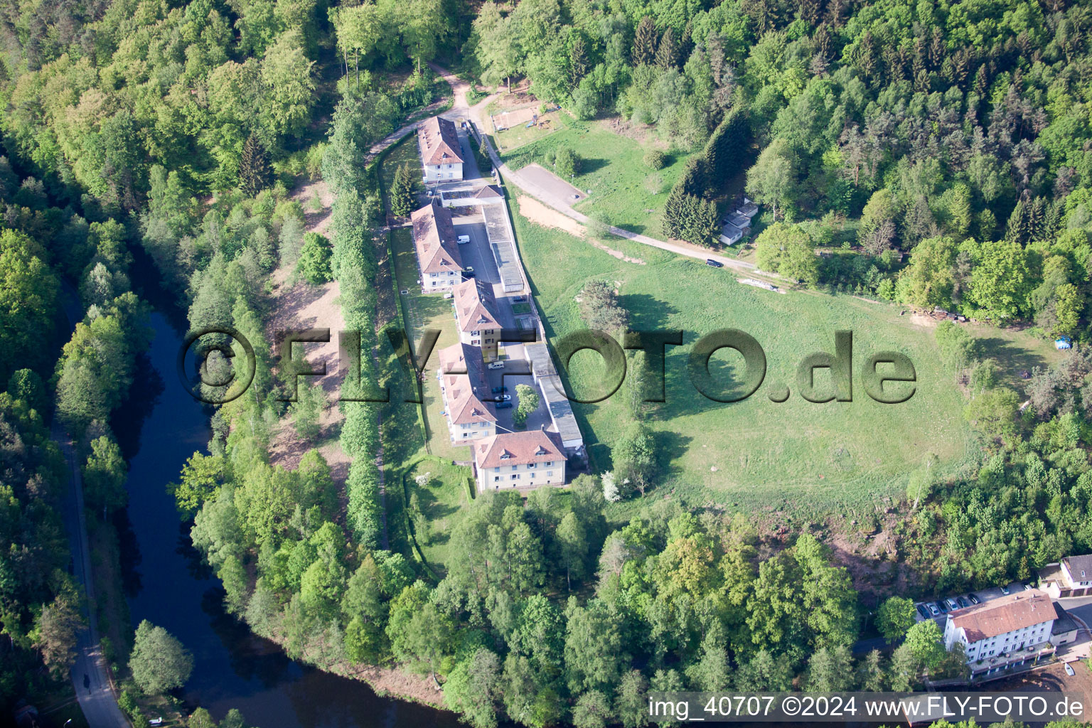 Altschloßstrasse 2-8 in Eppenbrunn in the state Rhineland-Palatinate, Germany from above