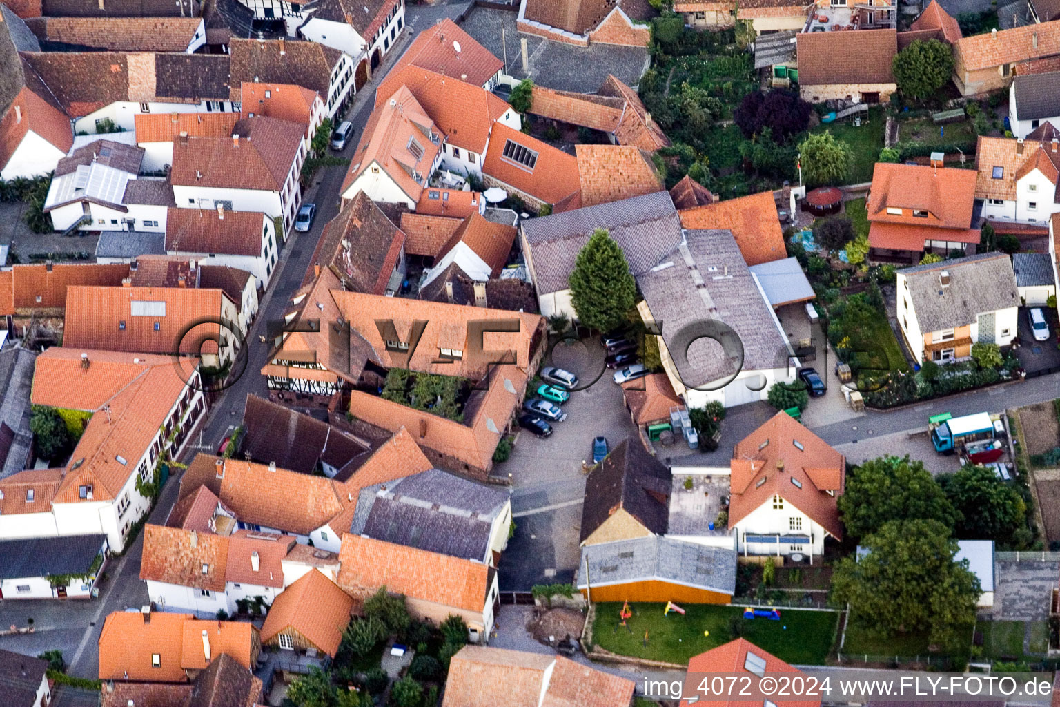 Oblique view of Village view of Birkweiler in the state Rhineland-Palatinate