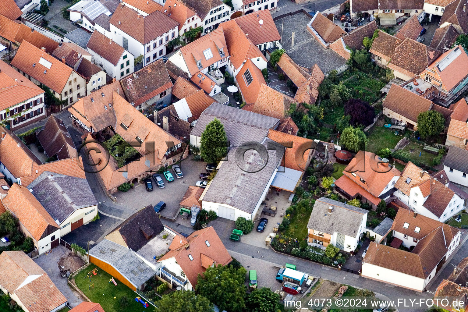 Birkweiler in the state Rhineland-Palatinate, Germany from the drone perspective