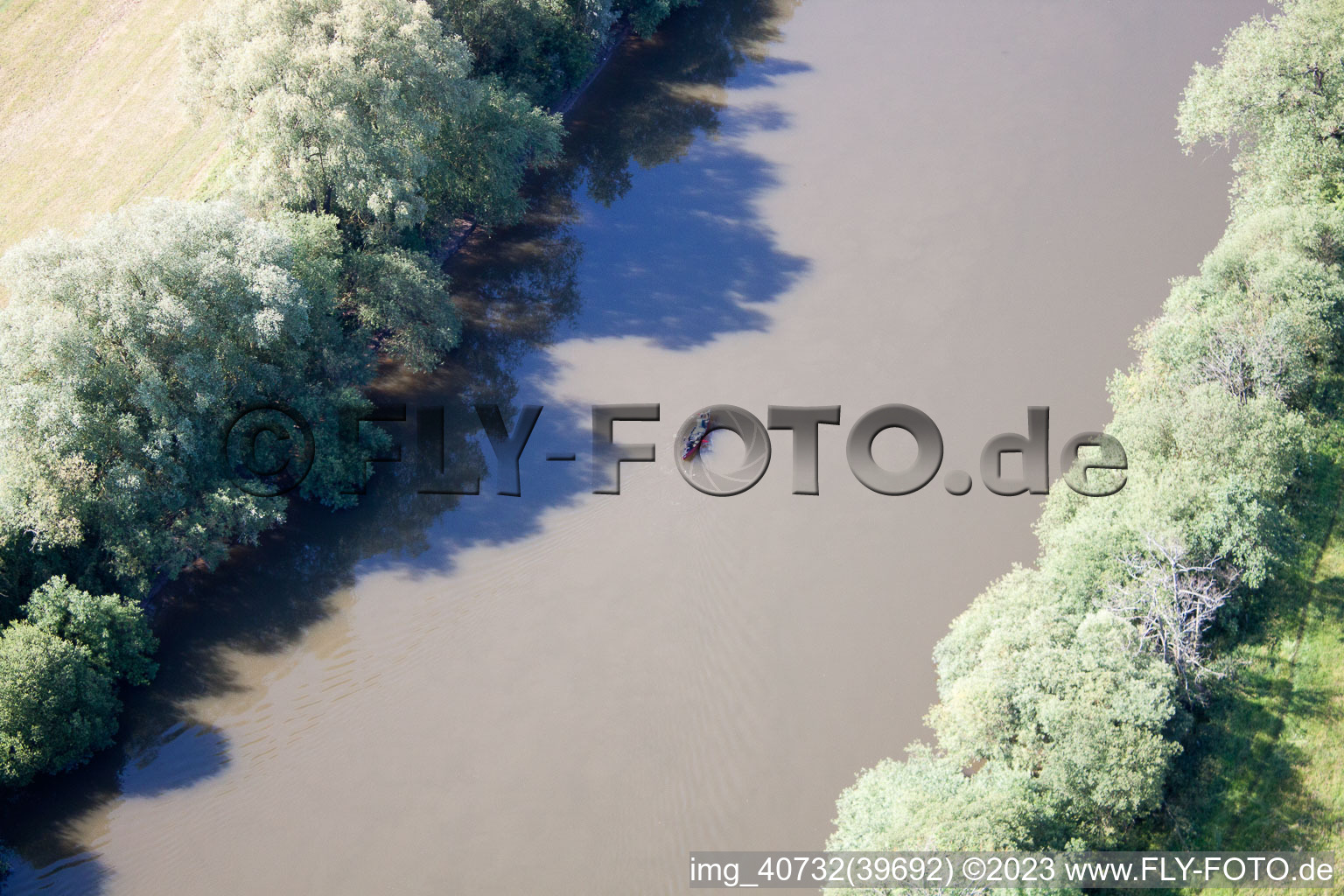 Aerial view of River Severn near Sandhurst in Ashleworth in the state England, Great Britain