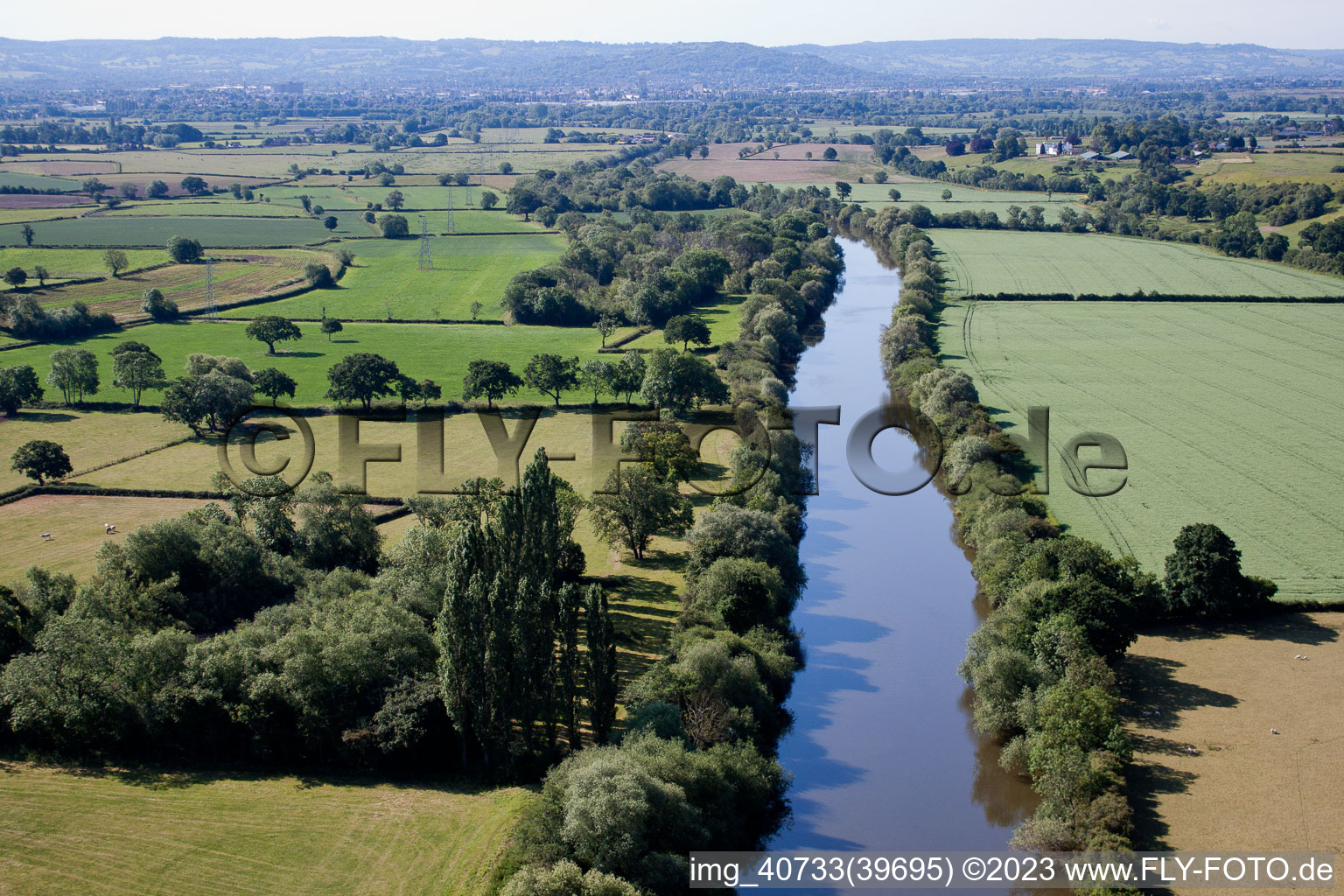 Aerial photograpy of River Severn near Sandhurst in Ashleworth in the state England, Great Britain