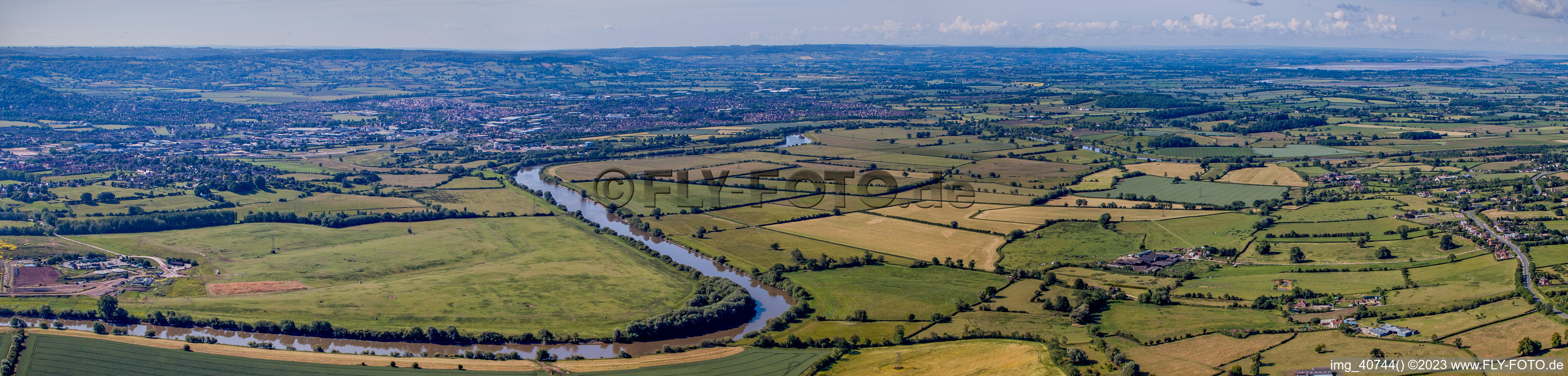 Panorama of the River Severn near Lassington in Lassington in the state England, Great Britain