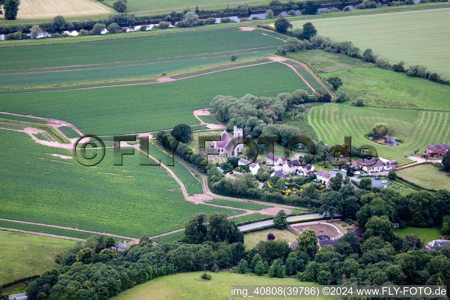 Aerial view of Severn Stoke in the state England, Great Britain