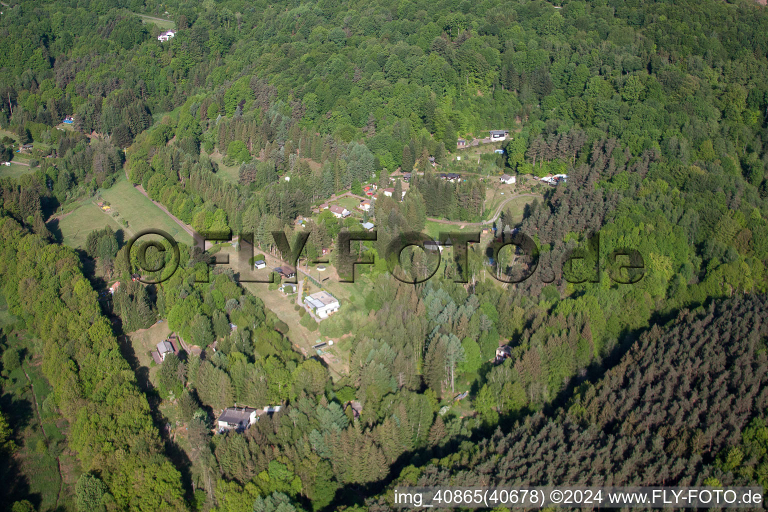 Aerial view of Eppenbrunn in the state Rhineland-Palatinate, Germany