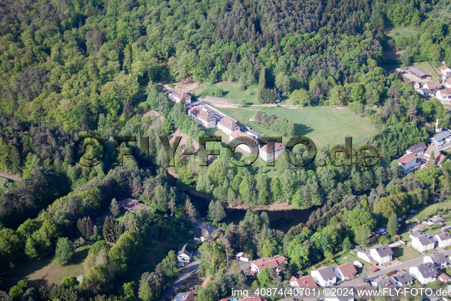 Altschloßstrasse 2-8 in Eppenbrunn in the state Rhineland-Palatinate, Germany from the plane