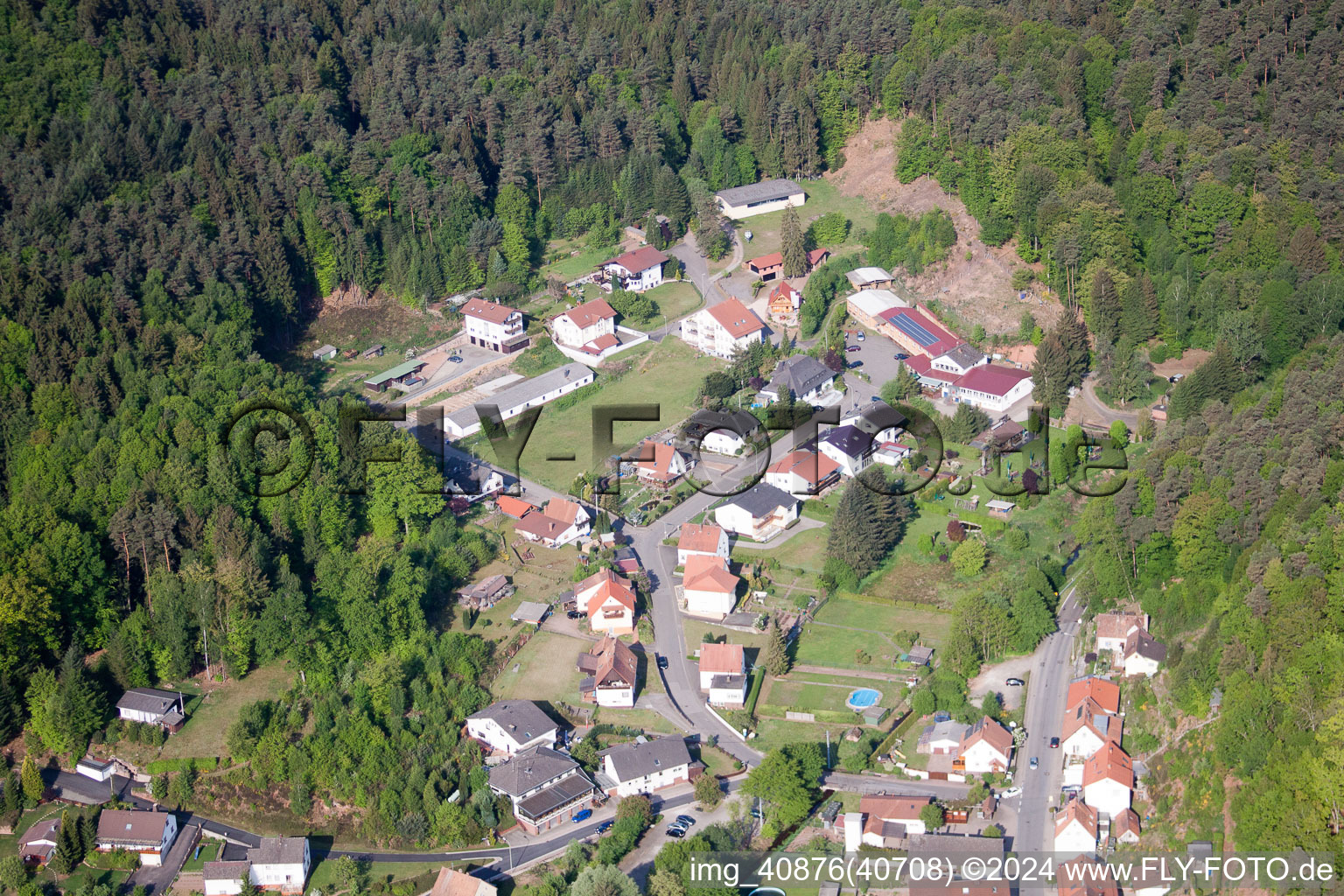 Oblique view of Eppenbrunn in the state Rhineland-Palatinate, Germany