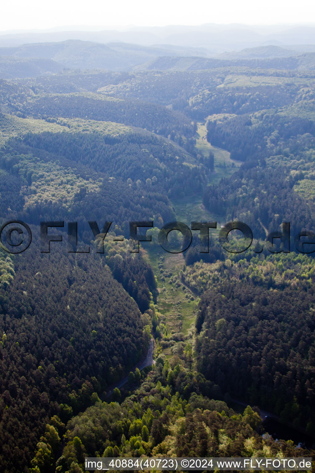 Aerial view of Mühlbachtal in Eppenbrunn in the state Rhineland-Palatinate, Germany