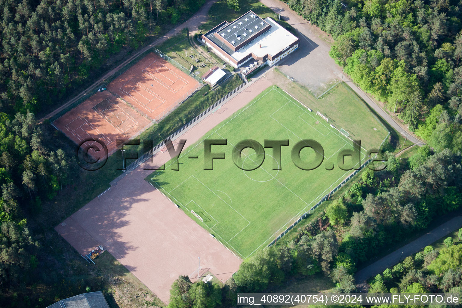 Aerial photograpy of Sports field in Eppenbrunn in the state Rhineland-Palatinate, Germany