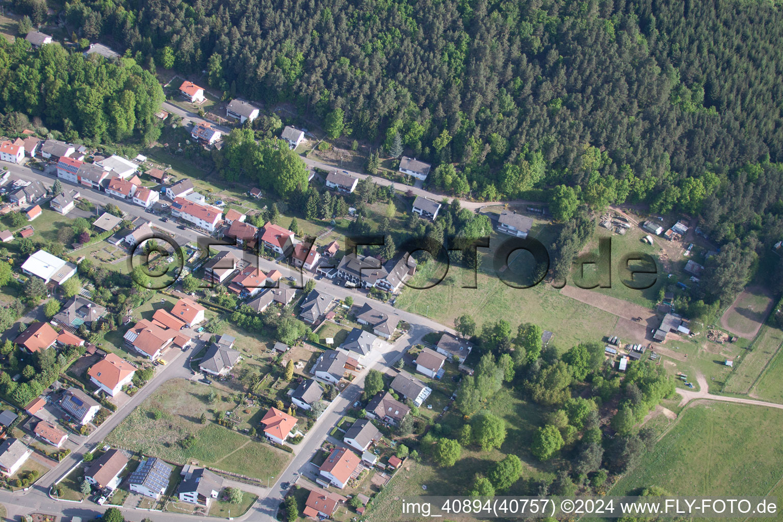 Aerial photograpy of Untere Haardtstrasse 57 + 59 in Eppenbrunn in the state Rhineland-Palatinate, Germany