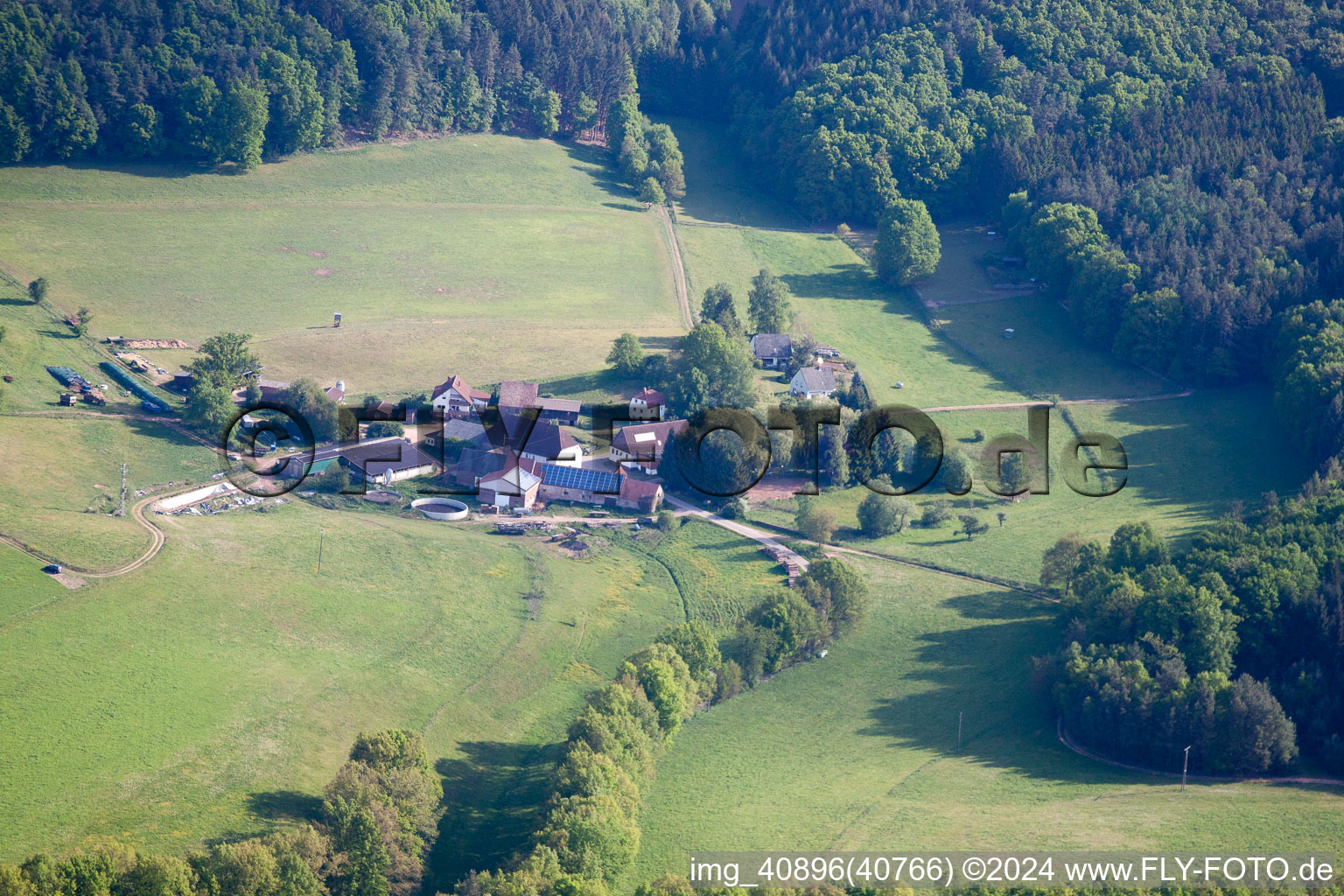 Oblique view of Ransbrunnerhof in Eppenbrunn in the state Rhineland-Palatinate, Germany