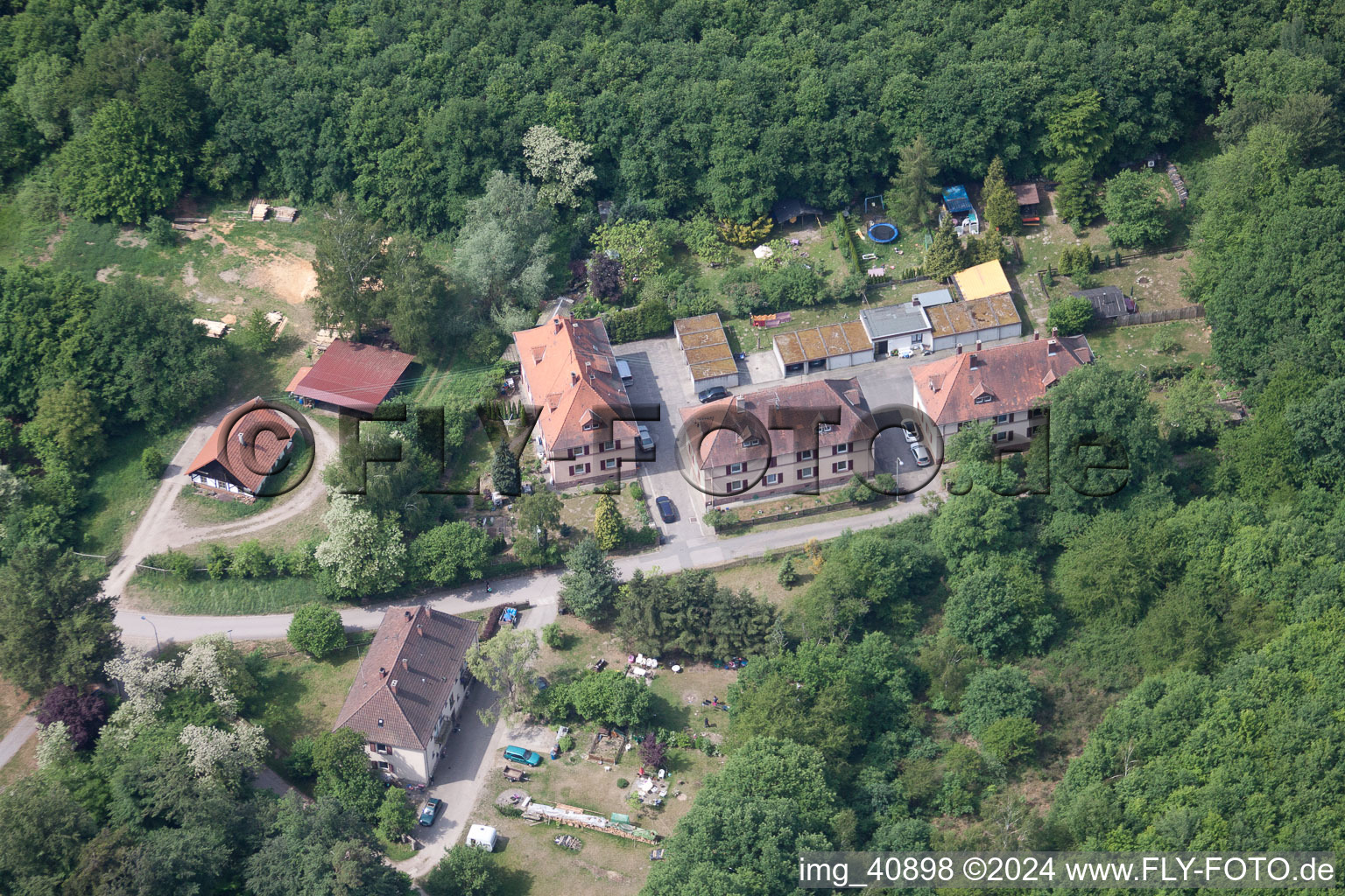 (Palatinate), Seufzerallee 4 in Scheibenhardt in the state Rhineland-Palatinate, Germany viewn from the air