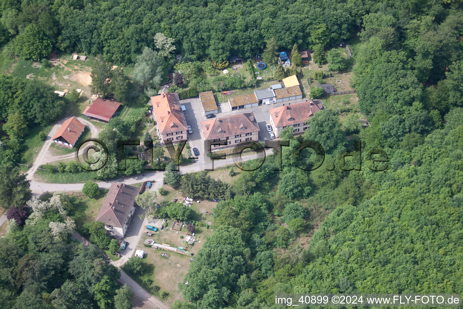 Drone recording of (Palatinate), Seufzerallee 4 in Scheibenhardt in the state Rhineland-Palatinate, Germany