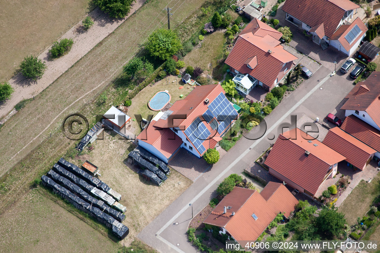 Aerial photograpy of Scheibenhardt in the state Rhineland-Palatinate, Germany