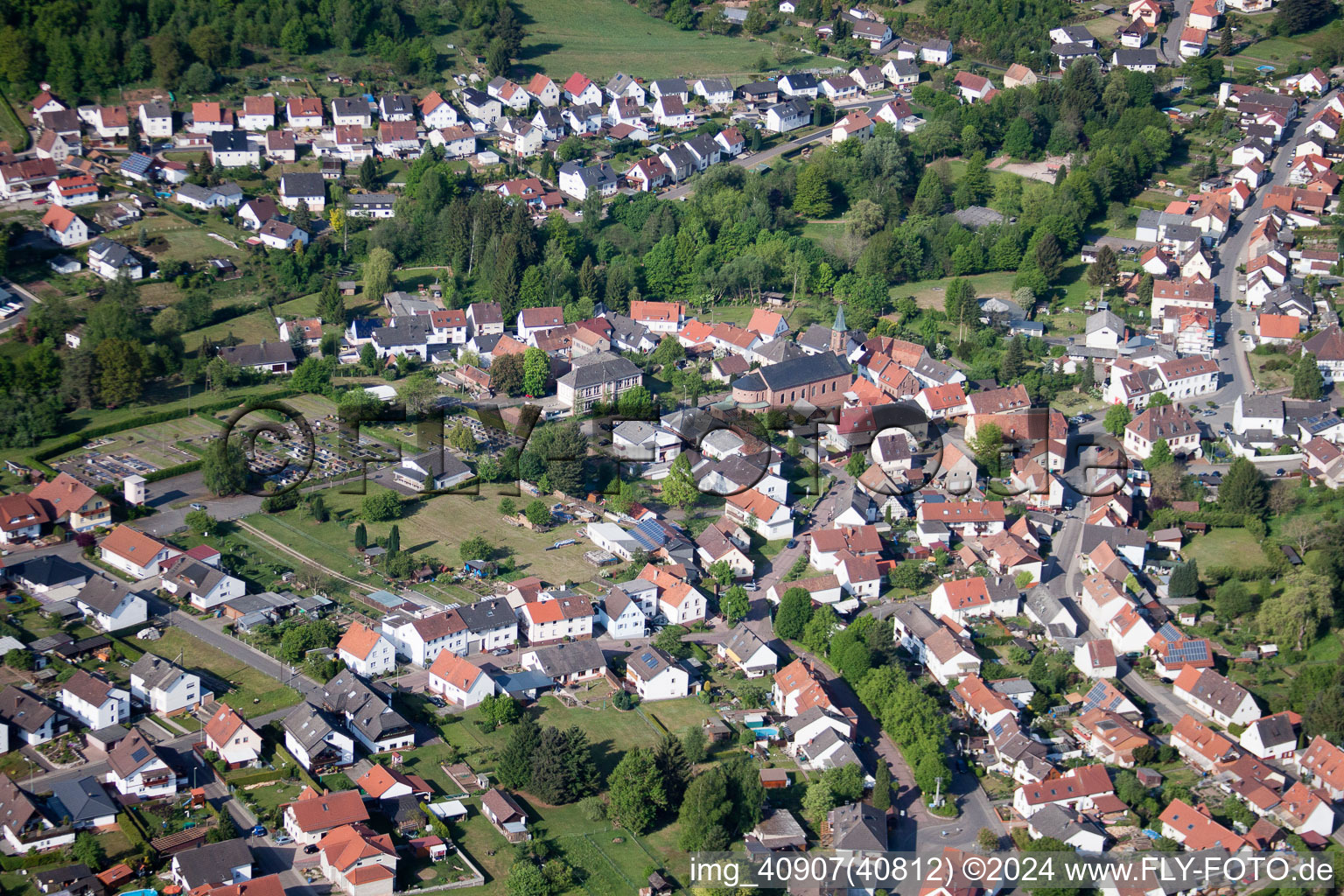 Eppenbrunn in the state Rhineland-Palatinate, Germany from the plane