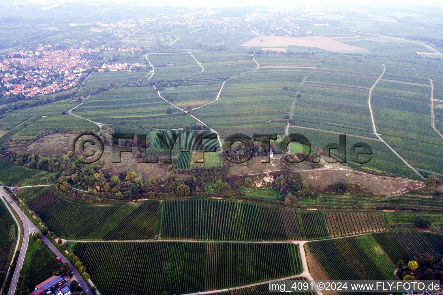 Aerial view of Small Kalmit in Ilbesheim bei Landau in der Pfalz in the state Rhineland-Palatinate, Germany