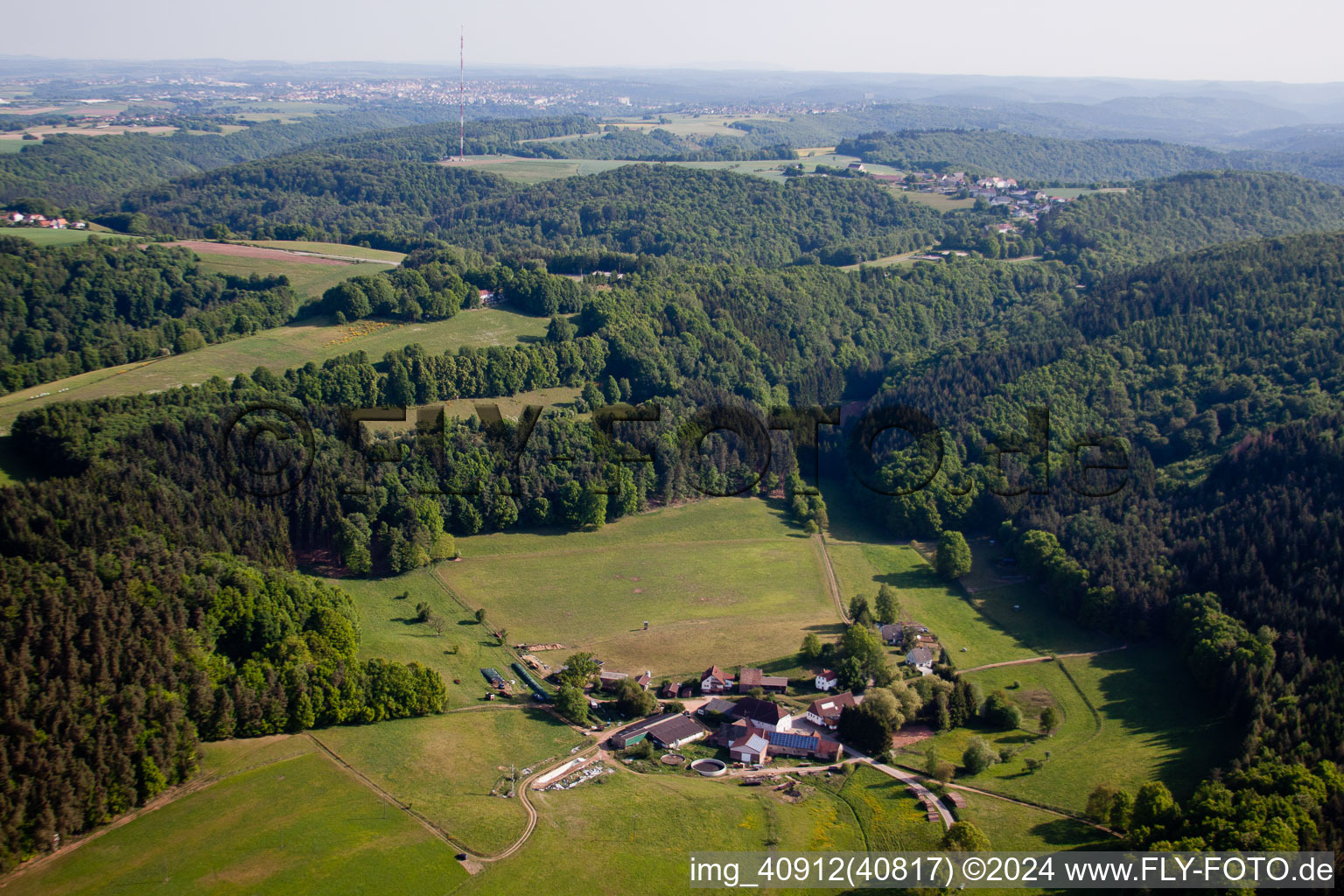 Ransbrunnerhof in Eppenbrunn in the state Rhineland-Palatinate, Germany from above