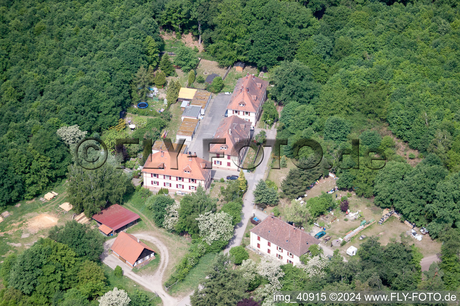 (Palatinate), Seufzerallee 4 in Scheibenhardt in the state Rhineland-Palatinate, Germany seen from a drone