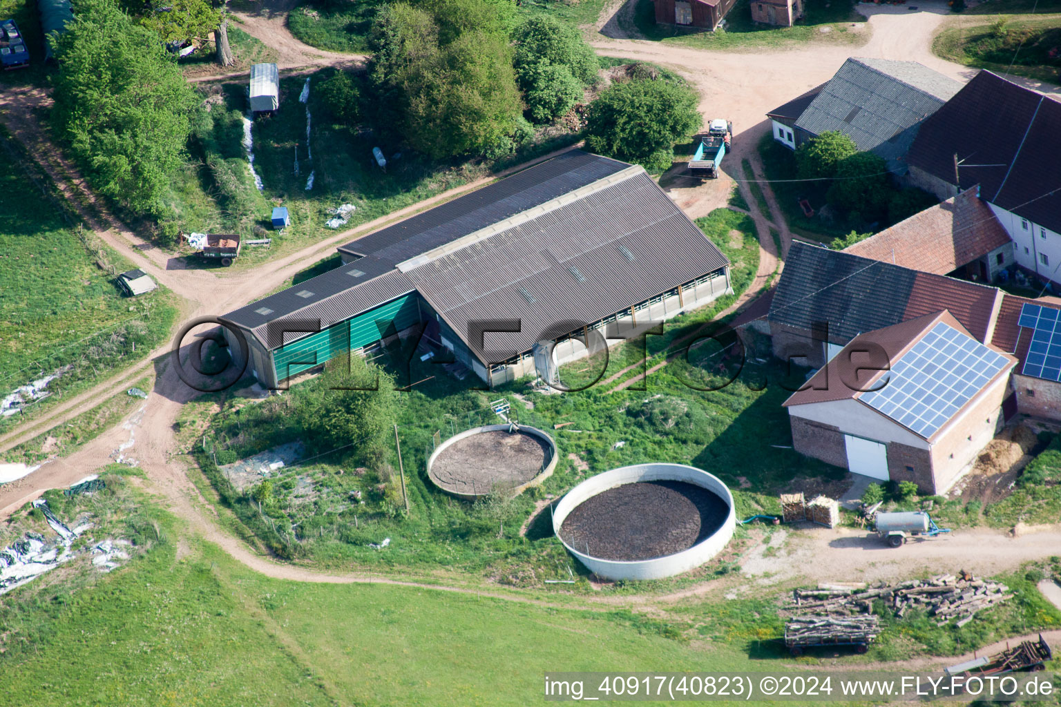 Ransbrunnerhof in Eppenbrunn in the state Rhineland-Palatinate, Germany seen from above