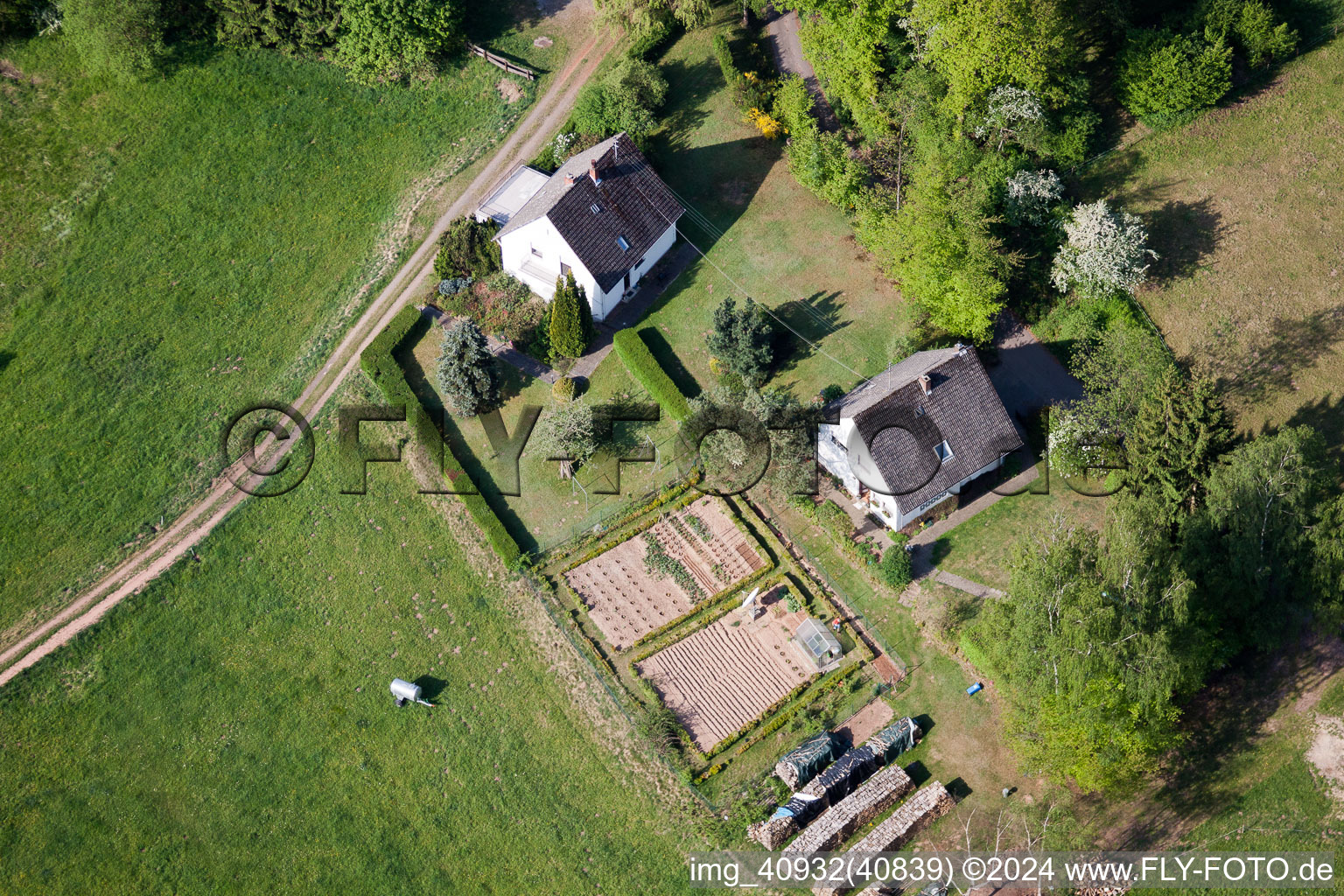 Bird's eye view of Ransbrunnerhof in Eppenbrunn in the state Rhineland-Palatinate, Germany