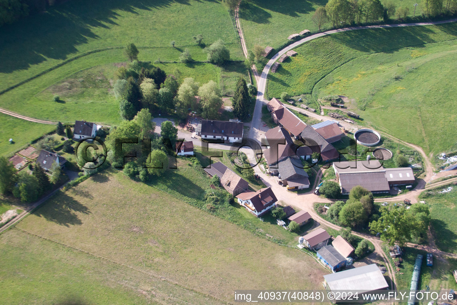 Ransbrunnerhof in Eppenbrunn in the state Rhineland-Palatinate, Germany viewn from the air