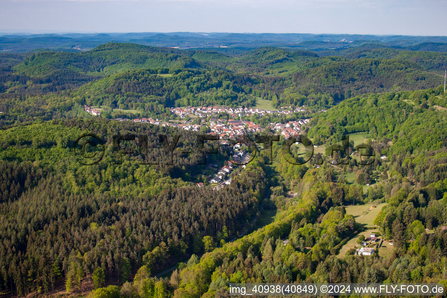 Aerial view of District Hochstellerhof in Trulben in the state Rhineland-Palatinate, Germany