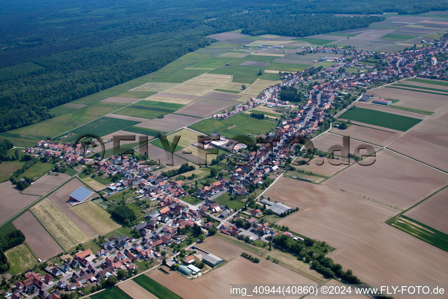 Oblique view of Schleithal in the state Bas-Rhin, France