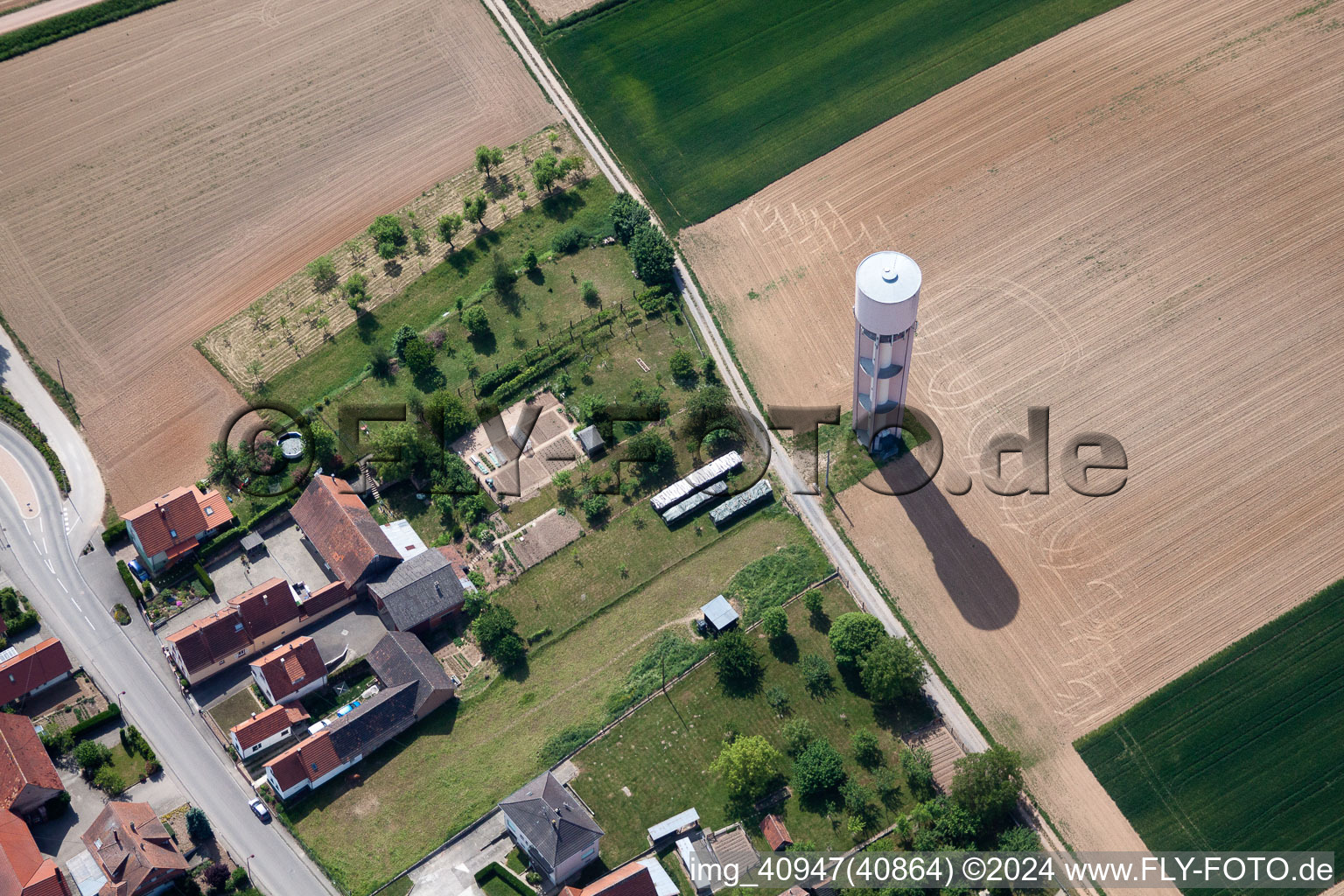 Schleithal in the state Bas-Rhin, France from above