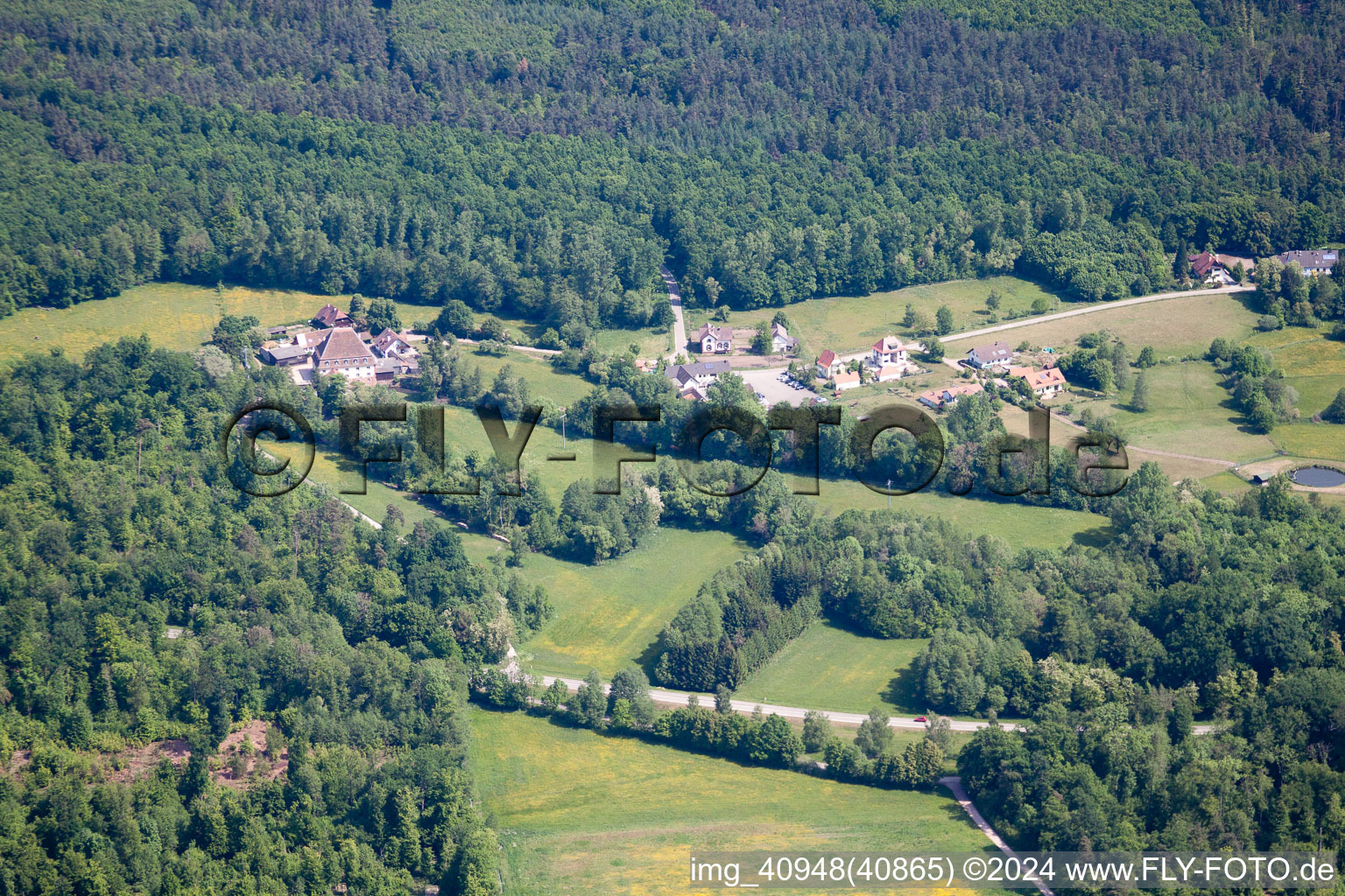 Oblique view of Bienwaldmühle in the state Rhineland-Palatinate, Germany