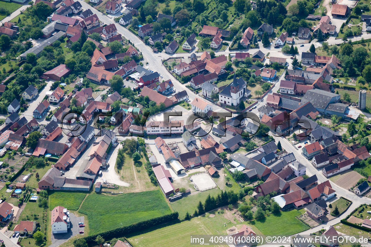 Salmbach in the state Bas-Rhin, France from the drone perspective