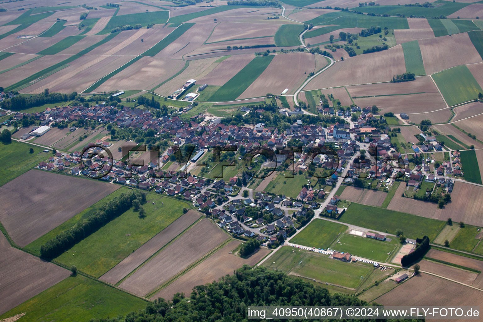 Salmbach in the state Bas-Rhin, France from a drone