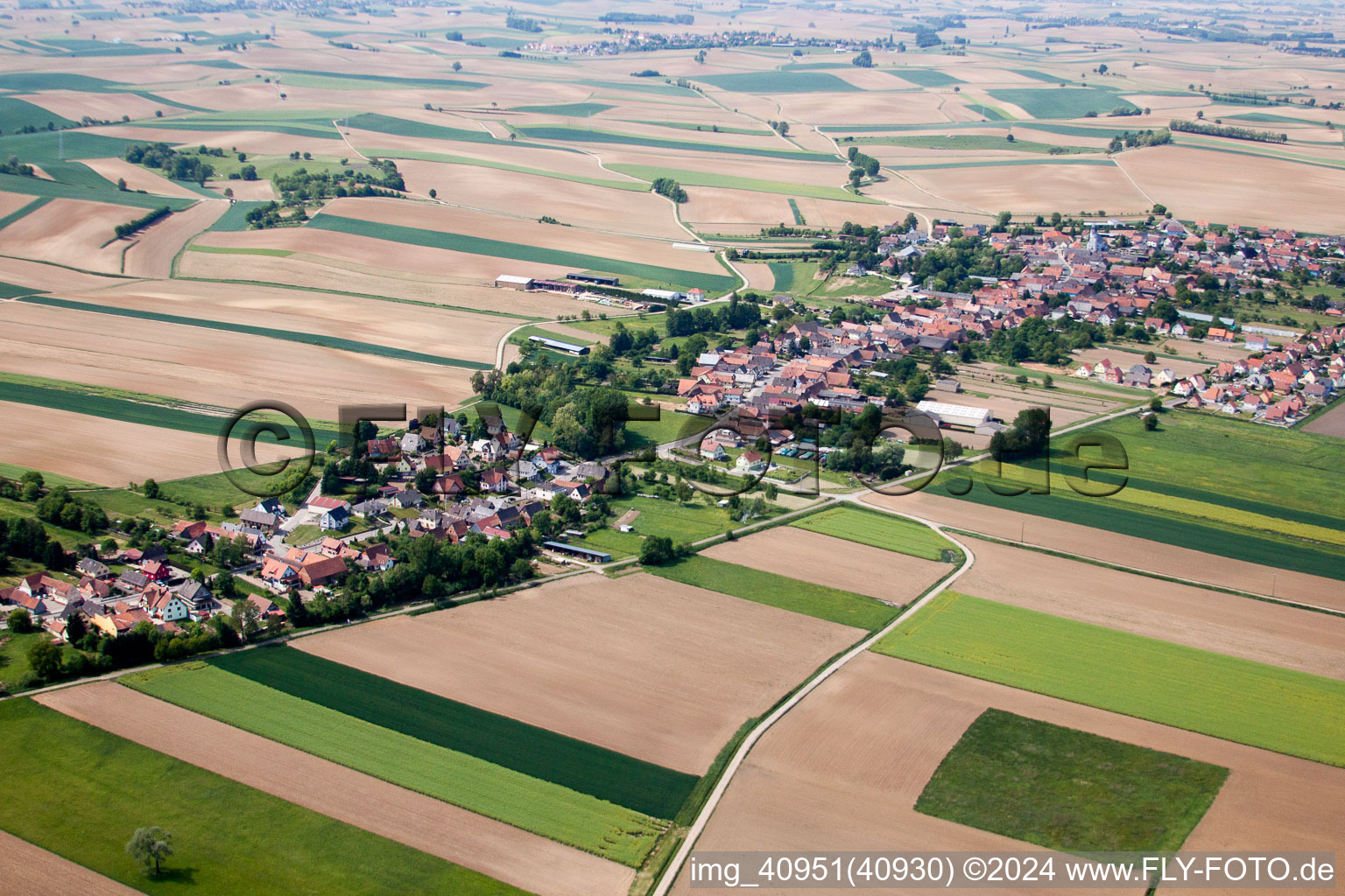 Niederlauterbach in the state Bas-Rhin, France from a drone