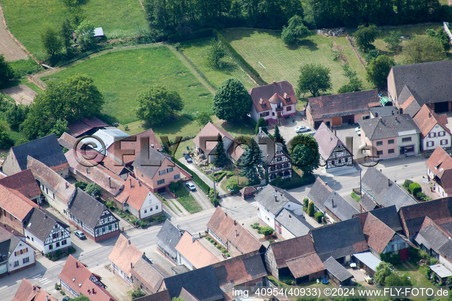 Niederlauterbach in the state Bas-Rhin, France viewn from the air