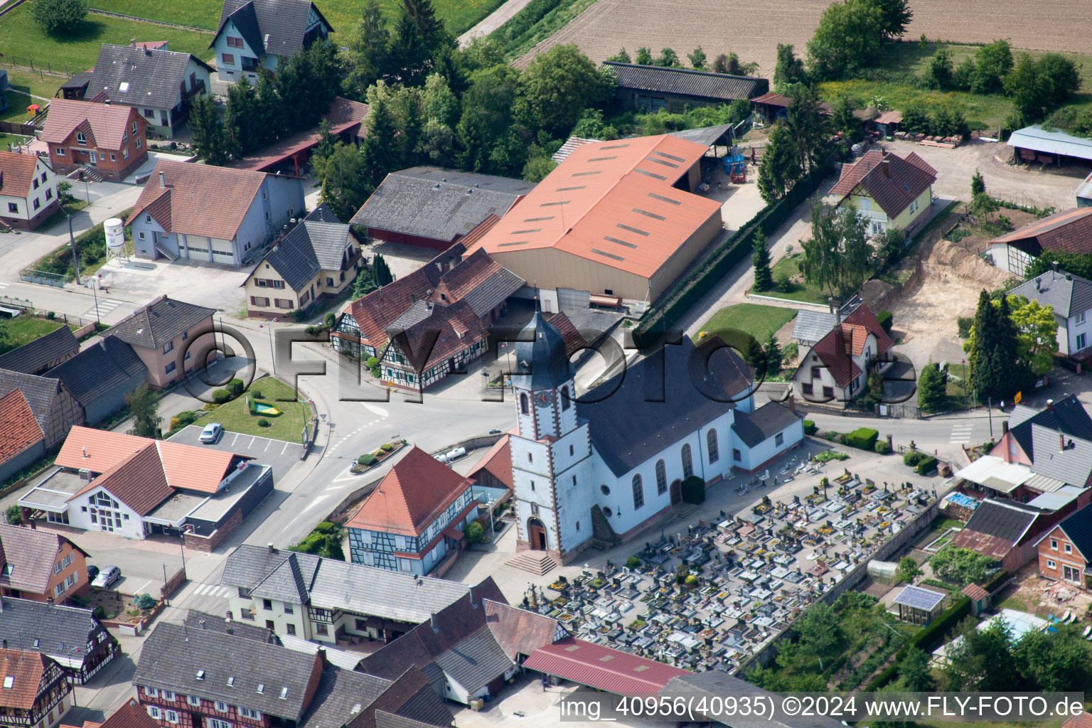 Drone image of Niederlauterbach in the state Bas-Rhin, France