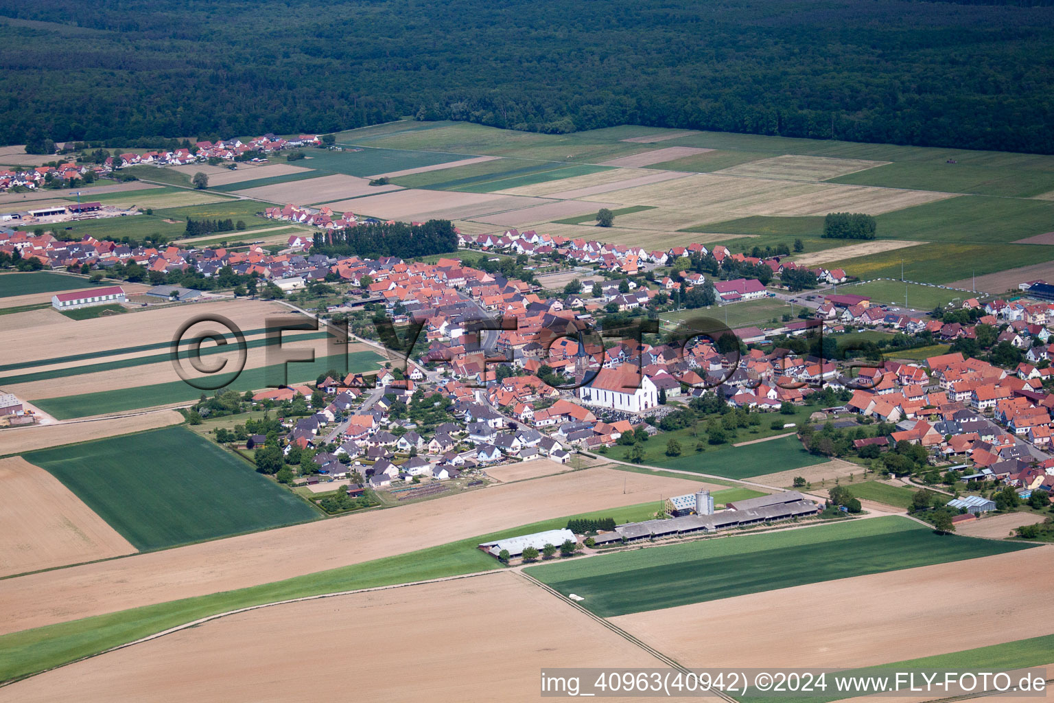 Aerial view of Salmbach in the state Bas-Rhin, France