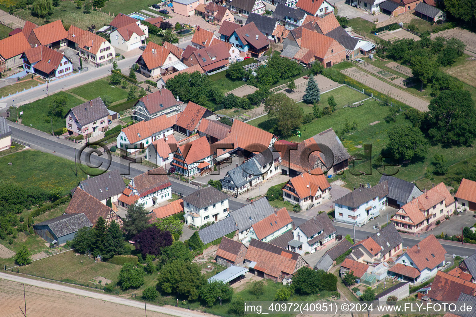 Schleithal in the state Bas-Rhin, France from the plane