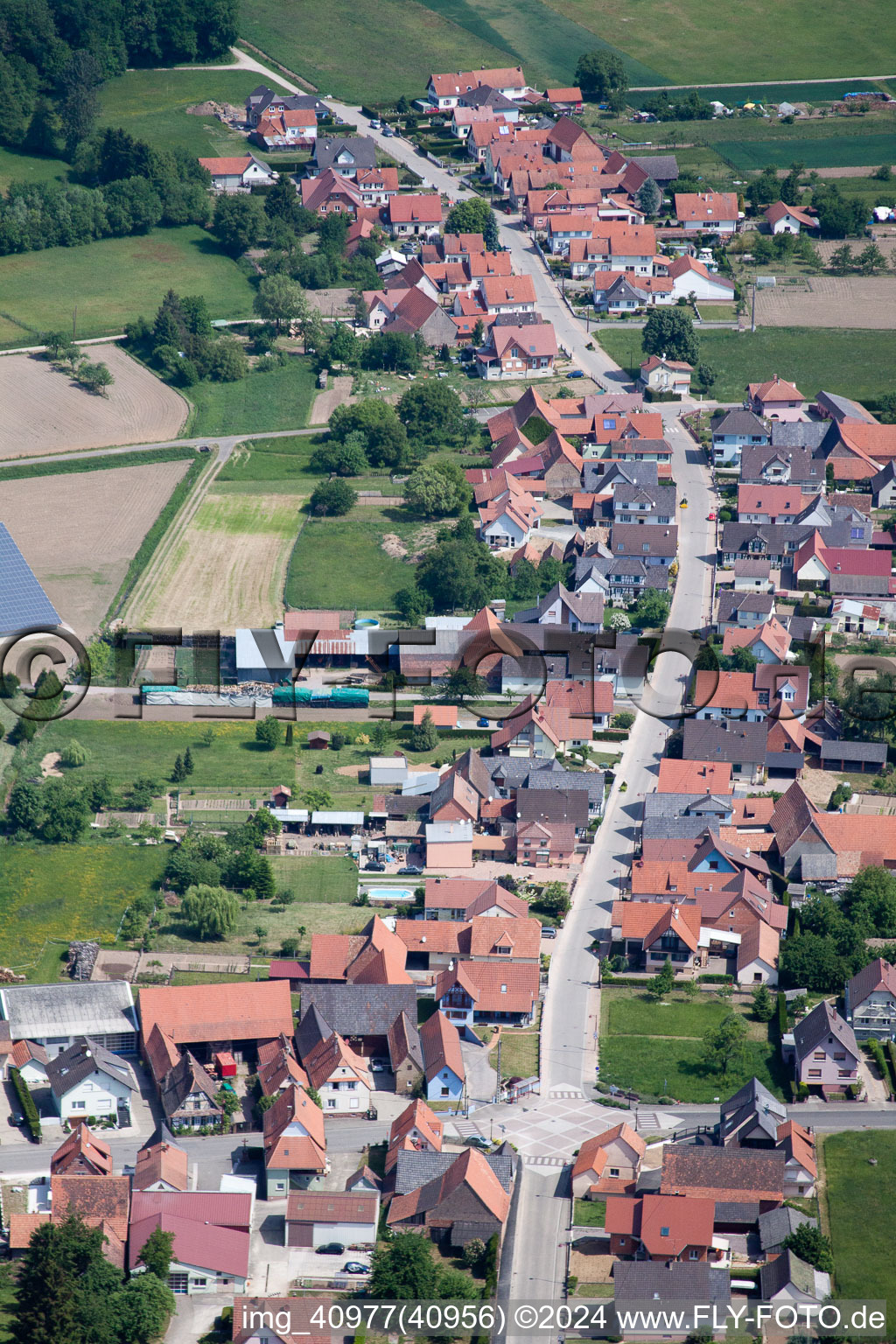 Drone image of Schleithal in the state Bas-Rhin, France